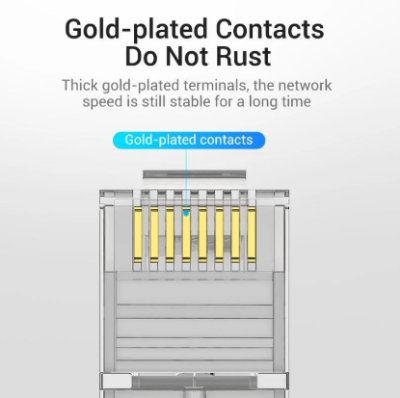 Picture of VENTION IDGR0-50 Cat.6A (Modular Plug Transparent 50 Pack) Gold-Plated UTP RJ45 Connector