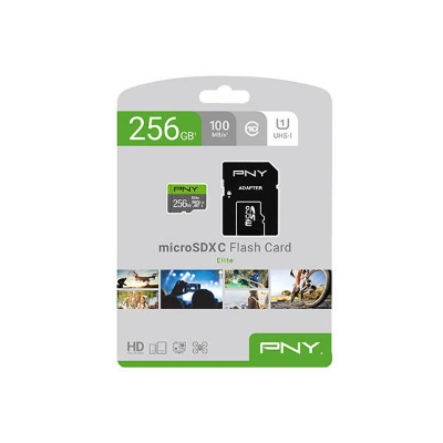 Picture of PNY Elite Class 10 U1 256GB microSD Memory Card - memory card for Smartphones, tablets, action & surveillance cameras, drones, computers  - Up to 100MB/s- class10 256GB Memory Card