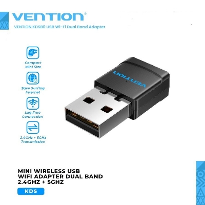 Picture of VENTION KDSB0(2.4+5GHz-1Year Warranty) USB Dual Band Wi-Fi Adapter-Black