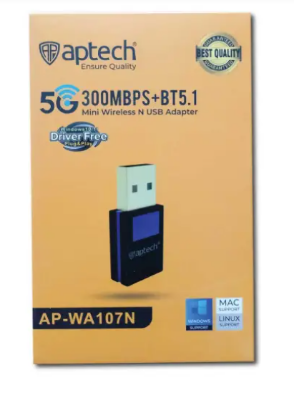 Picture of Aptech Ensure Quality 5G 300MBPS with Bluetooth 5.1 (1year warranty) Mini Wireless N USB with Bluetooth WiFi receiver Adapter
