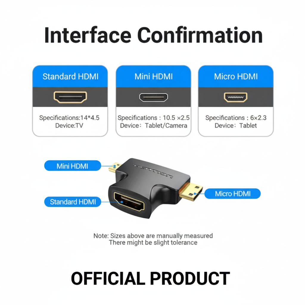 Picture of VENTION AGFB0 Mini HDMI & Micro HDMI to HDMI Adapter-Black