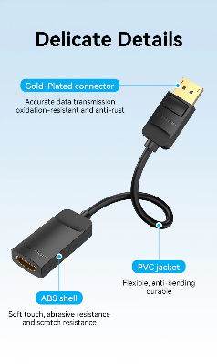 Picture of Vention DP to HDMI 4K 60Hz Converter  1 Year Warranty ( 0.15M )  Black-Black