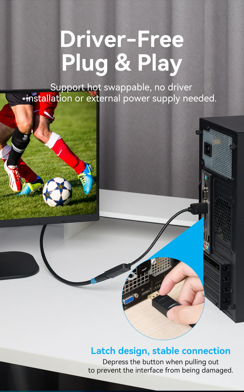 Picture of Vention DP to HDMI 4K 60Hz Converter  1 Year Warranty ( 0.15M )  Black-Black