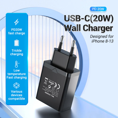 Picture of Vention 1-Port USB-C Wall Charger 20W EU-Plug-Black