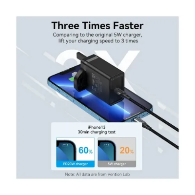 Picture of Vention FADB0 UK Type-C 20W Fast Charging Adapter-Black