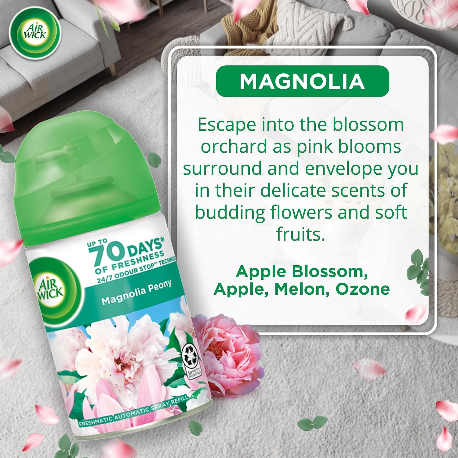 Picture of Air Wick Magnolia Peony Automatic Air Freshener Refill 250ml