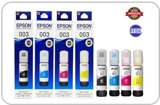 Picture of Epson 003 Ink Bottle FULL SET (003 Ink Bottle Color: Black, Cyan, Magenta, Yellow ) For (L3100, L3101,L3110, L3150)