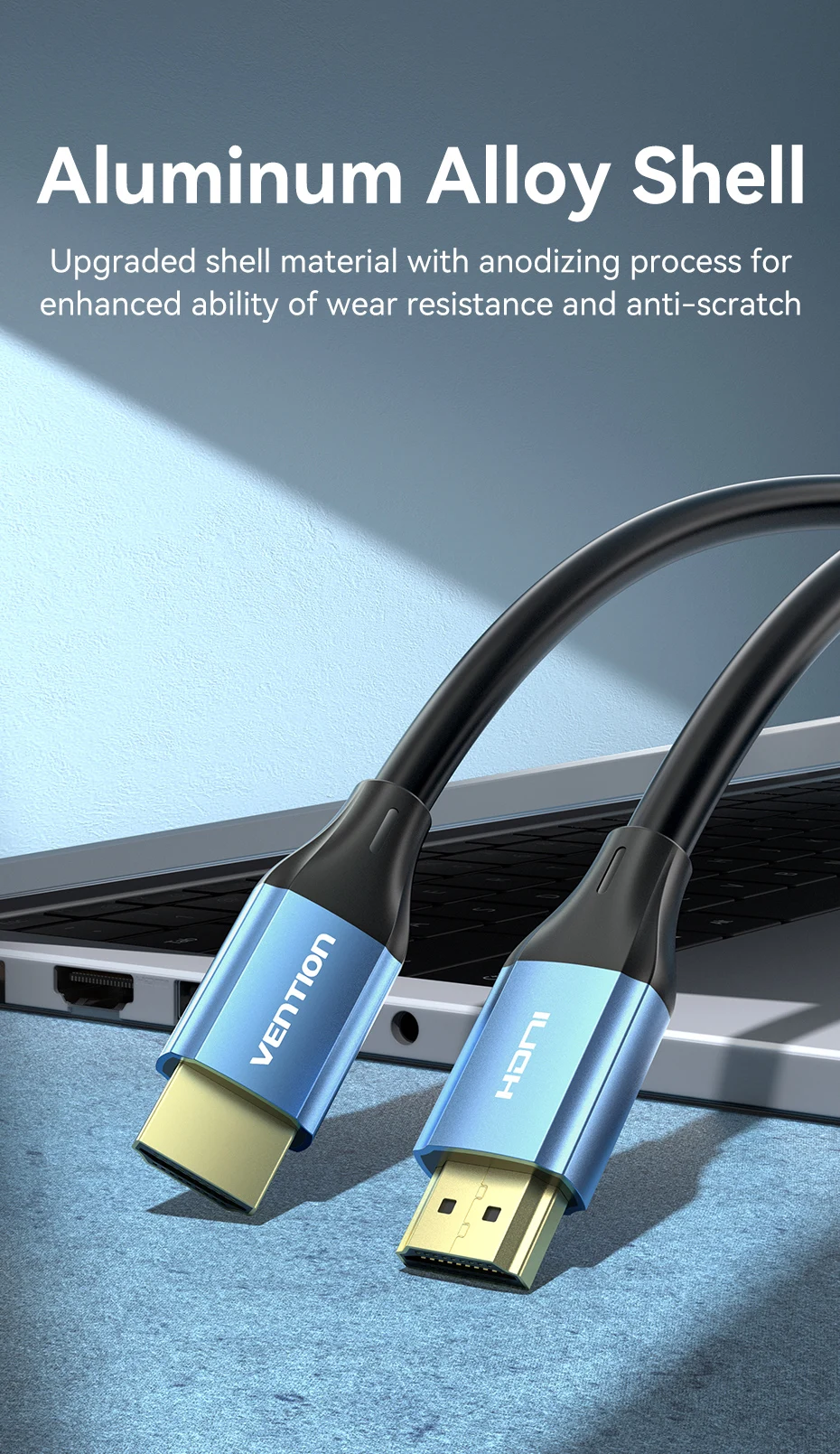 Picture of VENTION ALHSH HDMI Male to Male 4K HD Cable Aluminum Alloy Type  ( Blue ) 2M-Blue