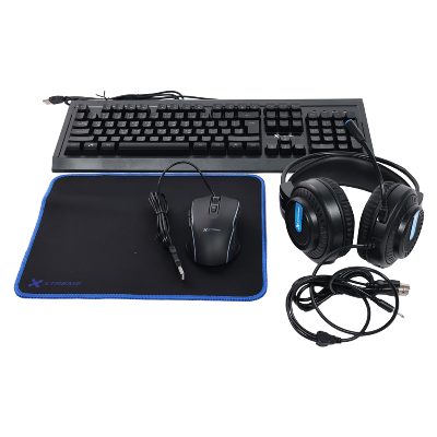 Picture of XTREME K502C(1Y Warranty) RGB BACKLIT USB-BANGLA COMBO BLACK KEYBOARD, MOUSE, HEADPHONE & MOUSE PAD-Black