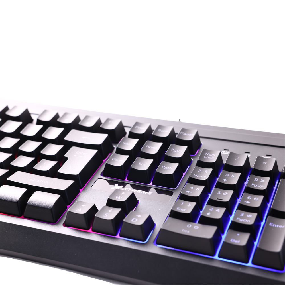 Picture of XTREME K502C(1Y Warranty) RGB BACKLIT USB-BANGLA COMBO BLACK KEYBOARD, MOUSE, HEADPHONE & MOUSE PAD-Black
