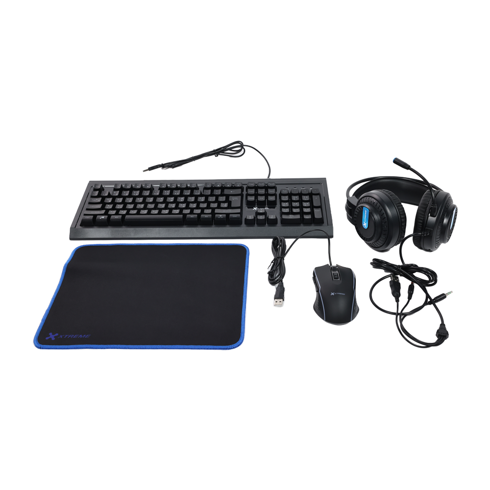Picture of XTREME K502C(1Y Warranty) RGB BACKLIT USB-BANGLA COMBO BLACK KEYBOARD, MOUSE, HEADPHONE & MOUSE PAD-Black