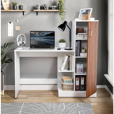 Picture of Computer Table With Bottom Storage Space Office Desk With Adjustble Shelves For PC Laptop