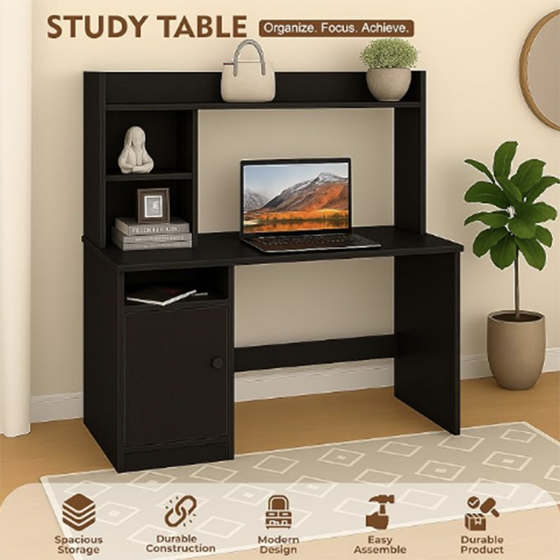 Picture of Callas Engineered MB Study Table With Hutch & Bottom Storage, Office Work Desk For Laptop Study Computer Table for Home (Black/White&Multycolor)