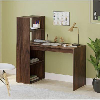 Picture of Study Table and Computer Laptop Table for Home or Office, WFH Study/Work Desk, with Storage Shelves for Books and Décor Display for Adults Kids Students