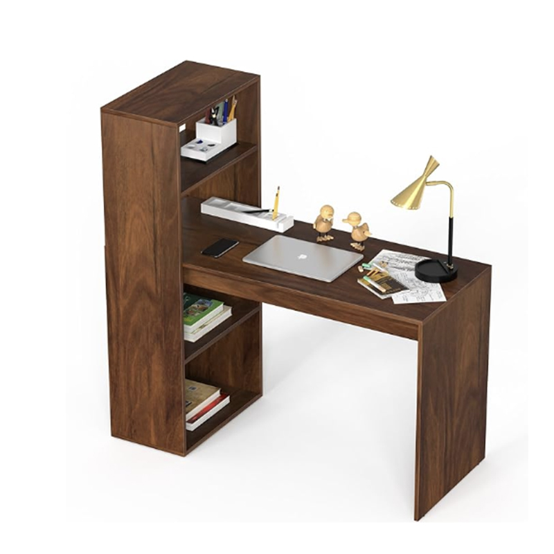 Picture of Study Table and Computer Laptop Table for Home or Office, WFH Study/Work Desk, with Storage Shelves for Books and Décor Display for Adults Kids Students