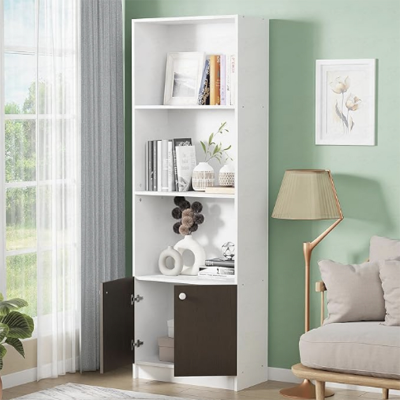 Picture of 4-Layer Engineered MB Bookshelf With Door Multipurpose Storage Cabinet For Home, Office, Library