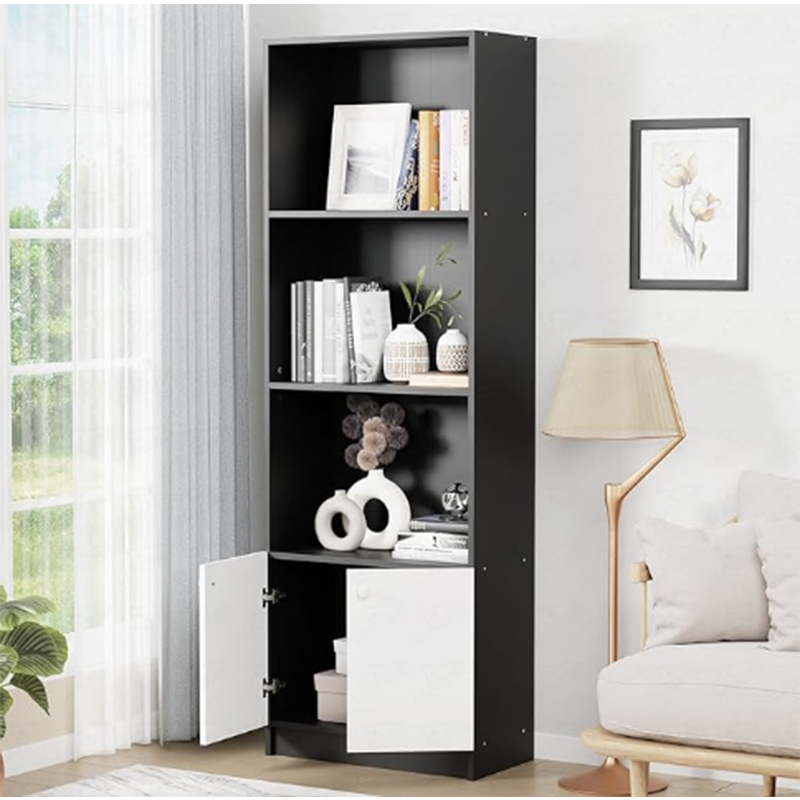 Picture of 4-Layer Engineered MB Bookshelf With Door Multipurpose Storage Cabinet For Home, Office, Library