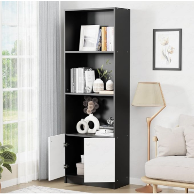 Picture of 4-Layer Engineered MB Bookshelf With Door Multipurpose Storage Cabinet For Home, Office, Library