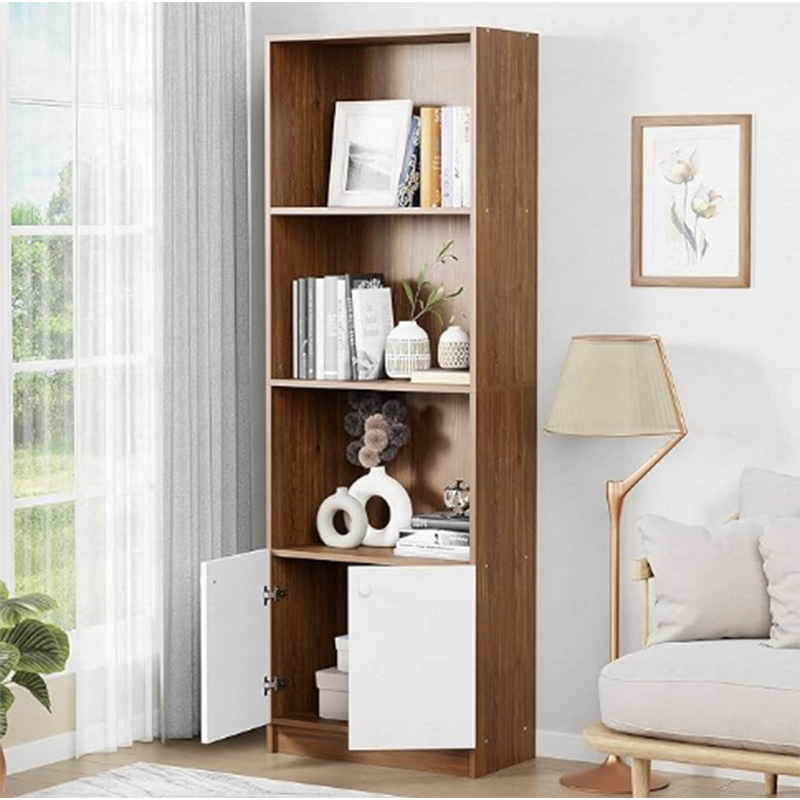 Picture of 4-Layer Engineered MB Bookshelf With Door Multipurpose Storage Cabinet For Home, Office, Library