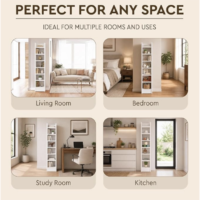 Picture of Book Shelf For Home Library with Assembly MB Storage Rack For Living Room, Office, Kitchen, Bedroom (White, 6 Layer)