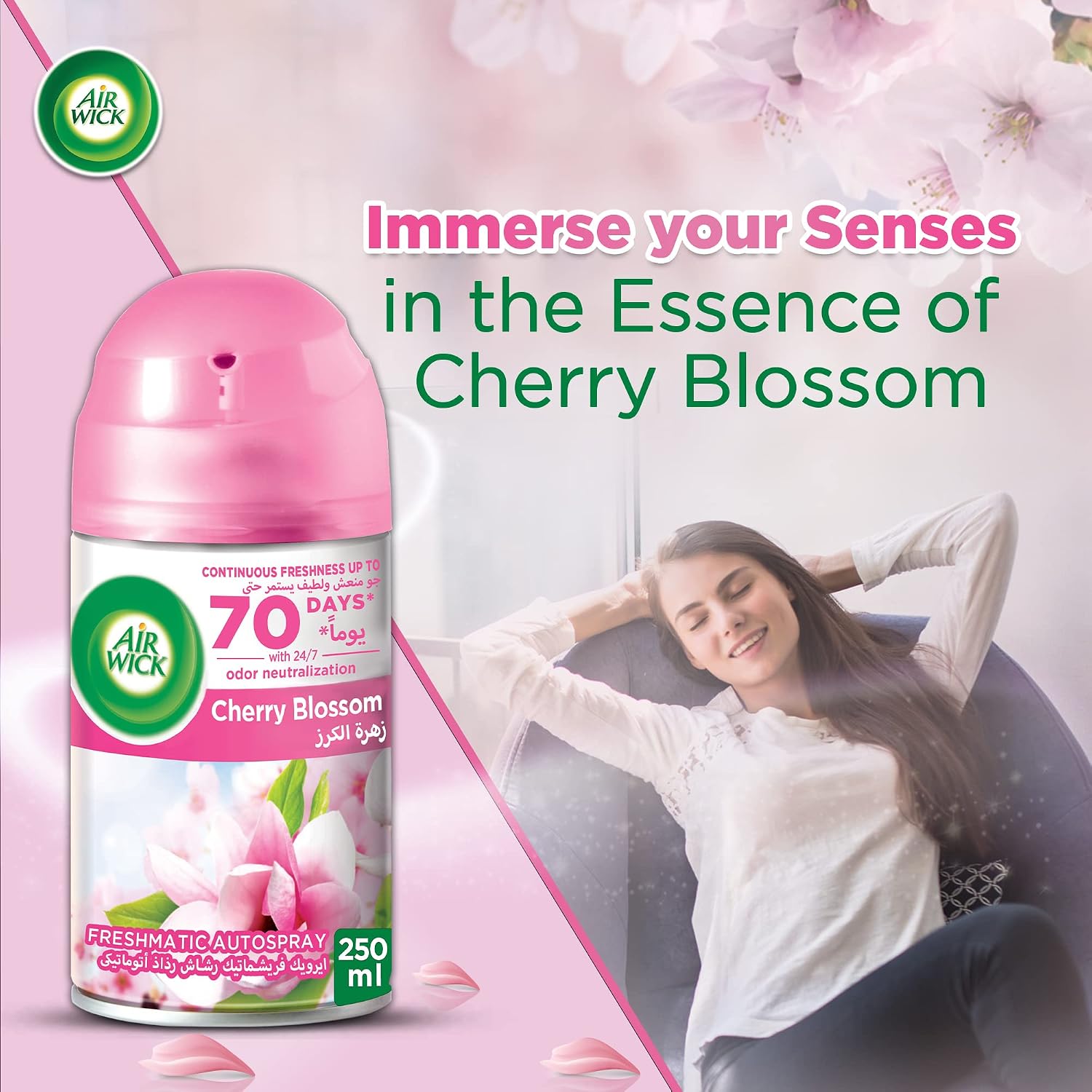 Picture of Air Wick Cherry Blossom Automatic Air Freshener Refill 250ml