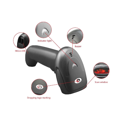 Picture of SUNLUX XL-9309B 1D Laser Wireless Handheld Barcode Scanner-Black