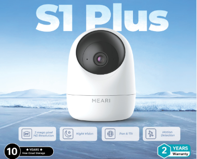 Picture of Meari S1 Plus 3MP( Last 7 days 10 years Cloud Storage Free) 2y warranty Indoor Pan/Tilt Portable WiFi Camera-White