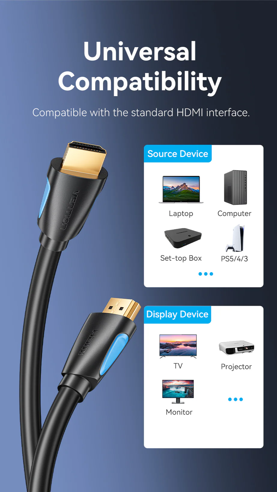 Picture of Vention AAHBH HDMI 2.0 Male to Male 2 Meter, Black Cable-Black
