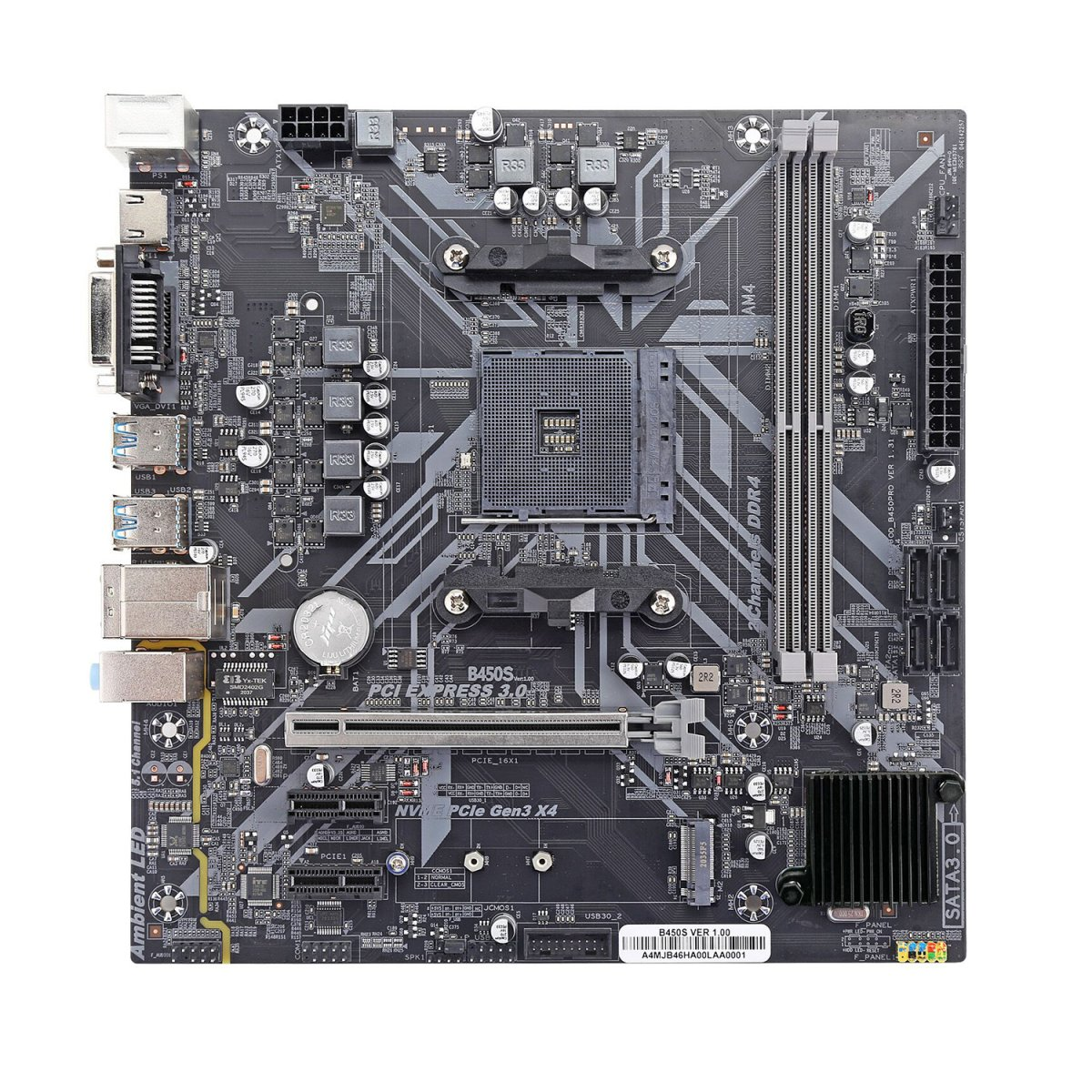 Picture of ARKTEK AK-B450M EG AM4 micro-ATX Motherboard (support 2 DDR4 2133/2400/2800/3000MHz, up to 32GB 2 x Memory Slots) 3 YEARS Warranty