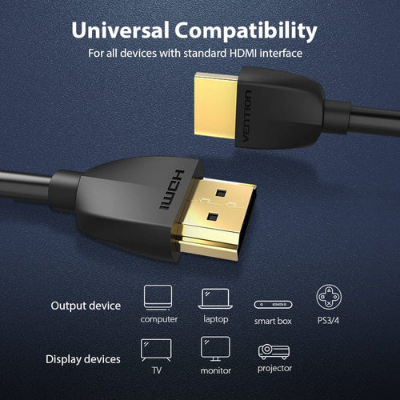 Picture of VENTION AAIBI Portable ( 3M )Black 4K  HDMI Cable-Black