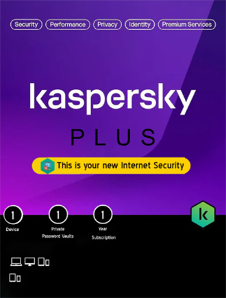 Picture of Kaspersky Plus 1-User-1-year-1 Private password vault (android & pc multidevice-Instant E-mail delivery)Advanced Internet Security Software