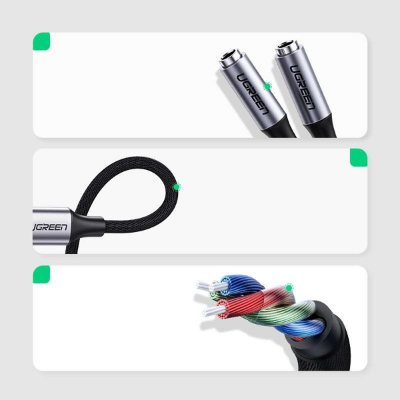 Picture of UGREEN AV144 (30732) USB C to 2x3.5mm   - Space Gray Audio Cable