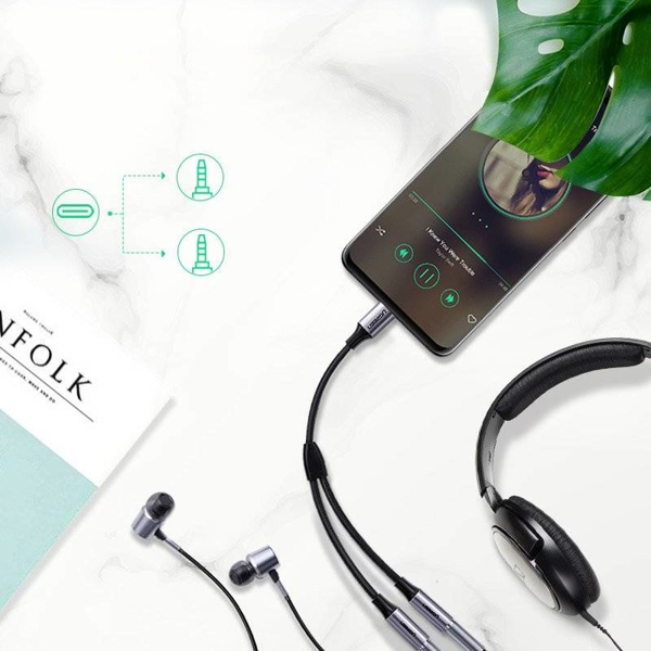 Picture of UGREEN AV144 (30732) USB C to 2x3.5mm   - Space Gray Audio Cable