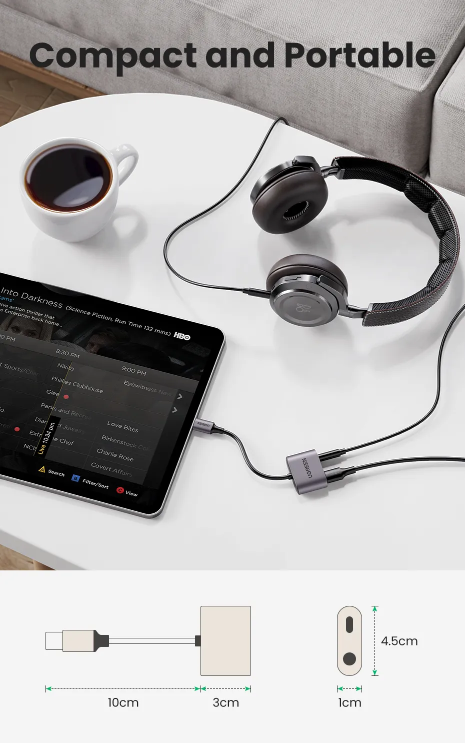 Picture of UGREEN CM231 (60164) 2-in-1 USB C to 3.5mm Adapter - Charging and Listening Simultaneously - High-Quality Sound - PD3.0 Fast Charging