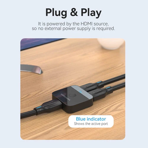 Picture of Vention   2-Port   HDMI™   Bi-Direction   4K   Switcher   Black   ABS   Type-Black