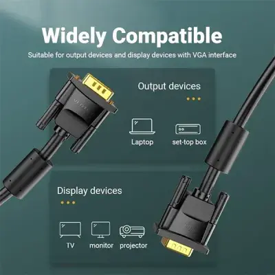 Picture of Vention DAEBL VGA(3+6) ( 1 Year Warranty )  Male to Male Cable - 10M-Black