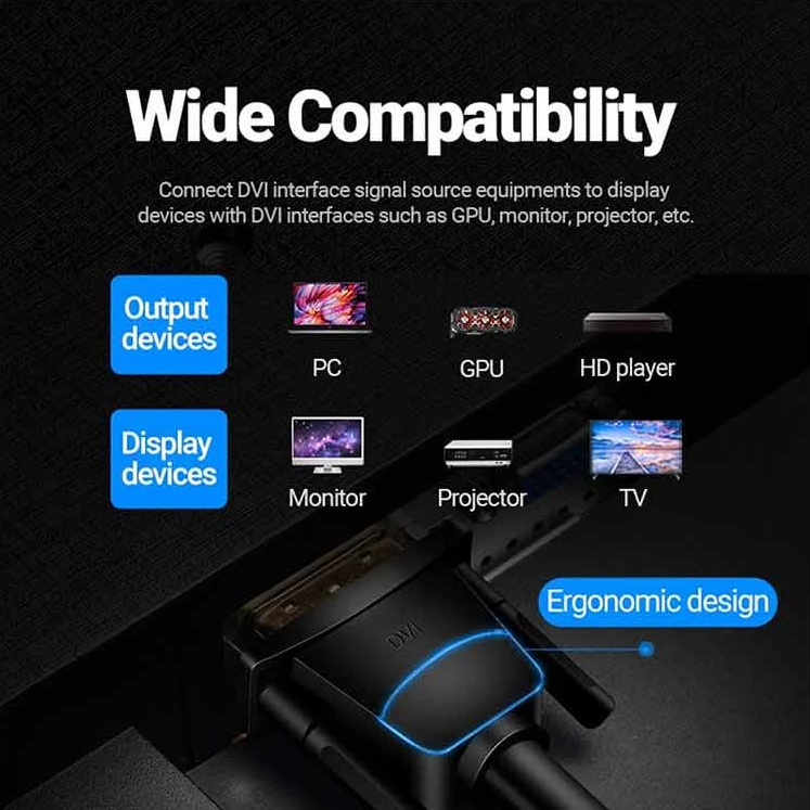 Picture of VENTION DVI(24+1,1y warranty) Male to Male1.5Meter DVI Cable-Black
