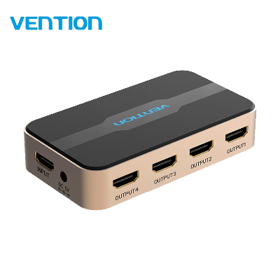 Picture of Vention   (ACCG0) 1 In 4 Out  HDMI Splitter  4K 30Hz  Gold  Aluminum  Alloy  Type  EU   Standard