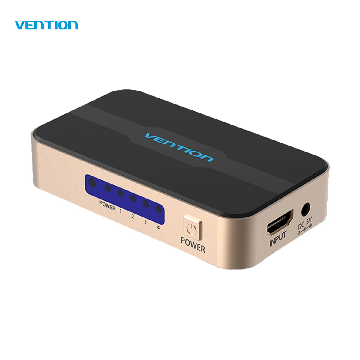 Picture of Vention   (ACCG0) 1 In 4 Out  HDMI Splitter  4K 30Hz  Gold  Aluminum  Alloy  Type  EU   Standard