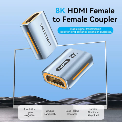 Picture of Vention  HDMI  Female  to  Female 8K Gray  Aluminum  Alloy Type  Adapter