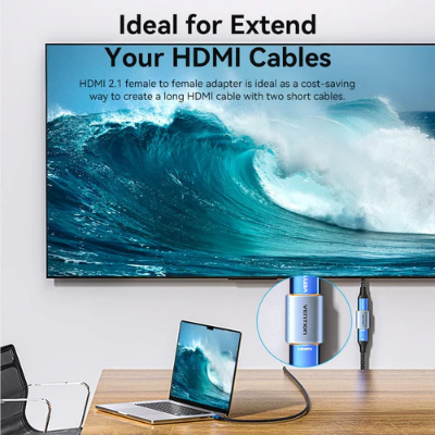 Picture of Vention  HDMI  Female  to  Female 8K Gray  Aluminum  Alloy Type  Adapter