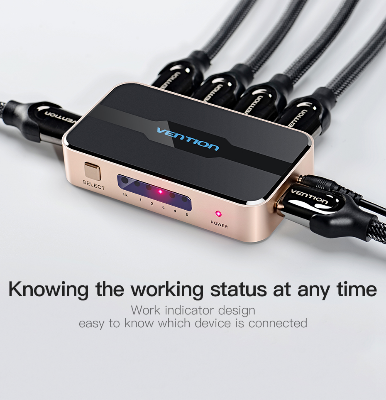 Picture of Vention  (ACDG0) 5 in 1 out HDMI Switcher Aluminum Alloy 4K 30Hz with Remote Control and DC 5V/1A Power Supply Cable