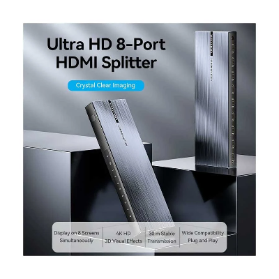 Picture of Vention  (AKQB0 ) 4K 1x8 HDMI Splitter Black Aluminum Alloy type EU Standard-Black