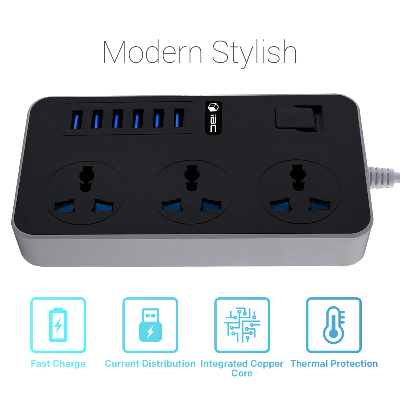 Picture of AUTO MAX POWER STRIP MH-T09 6USB,  USB charger with MULTI SCOKET - 3.1A & 3 MULTI SCOKET- charger & multi socket