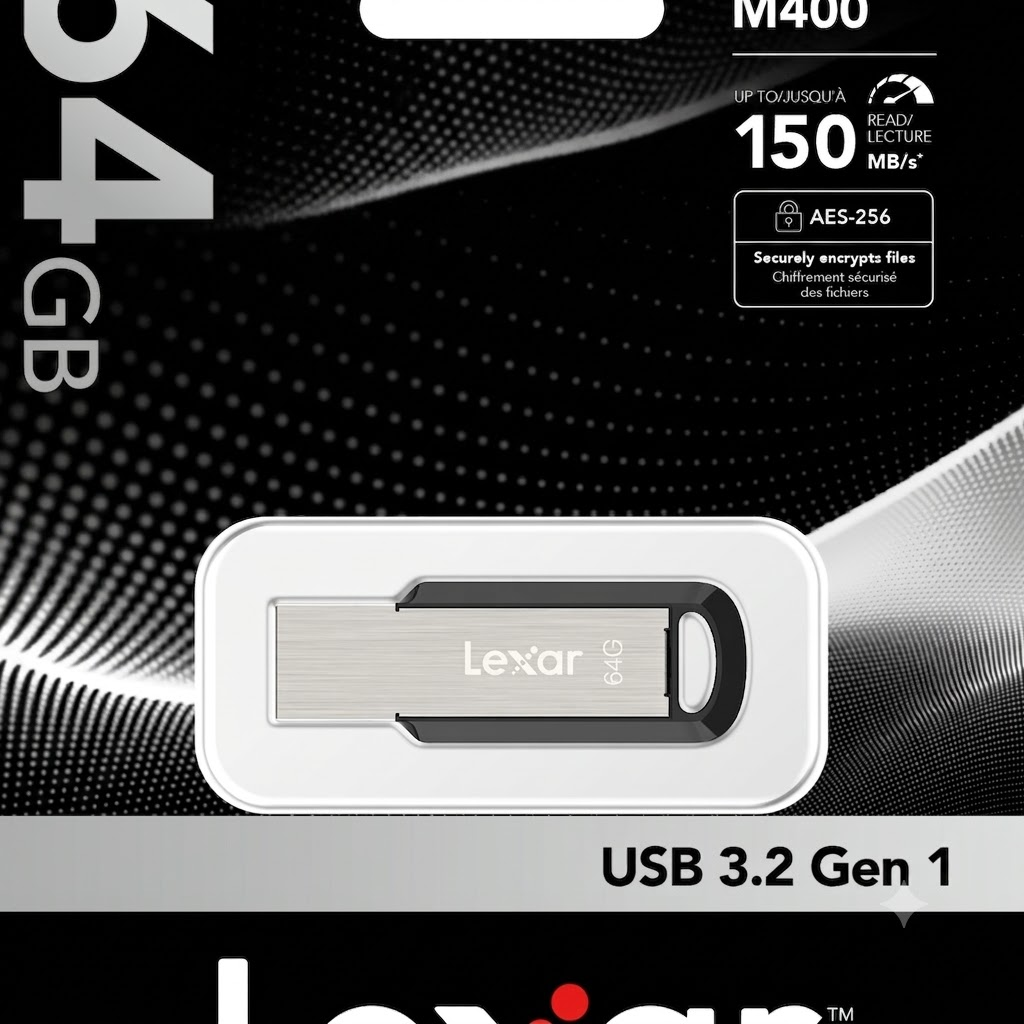 Picture of Lexar JumpDrive M400 64GB USB 3.2 Gen 1 Black Pen Drive ( Life Time Warranty )-Black