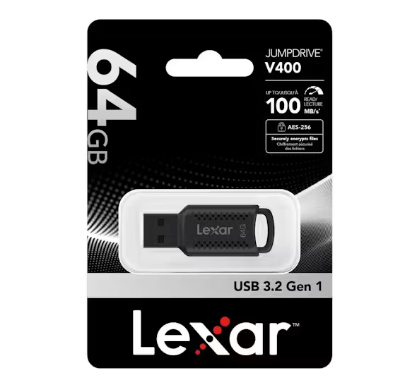Picture of Lexar JumpDrive V400 64GB USB 3.2 Gen 1 Black Pen Drive ( Life Time Warranty )-Black