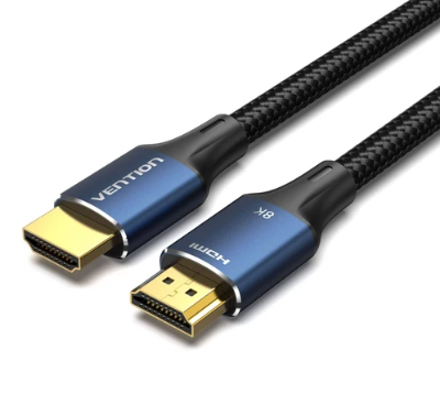 Picture of VENTION 8k ALGLG Cotton Braided HDMI-A Male to Male HD Cable 8K 1.5M 4.92 feet Blue Aluminum Alloy Type 8k 60Hz HDMI Cable-Blue