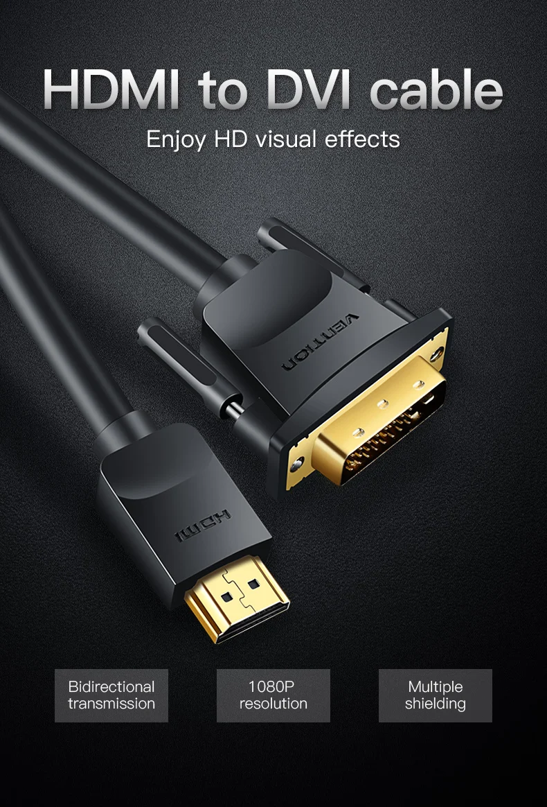Picture of Vention ABFBF HDMI to DVI Cable 1M - Black-Black