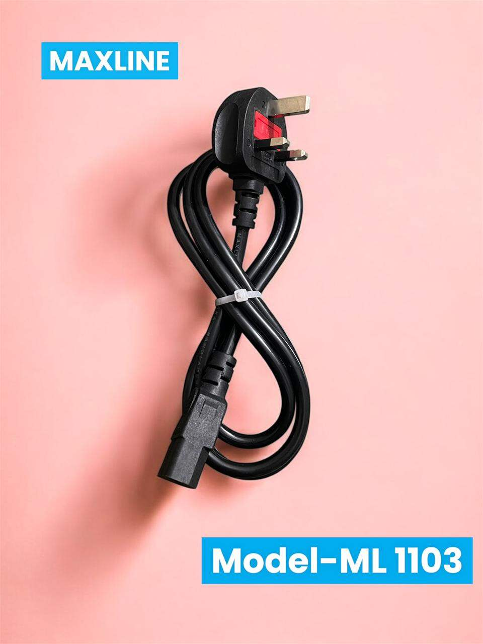 Picture of Maxline 16 Ampere 2 Pin Plug Power Cord ( Model: ML-1102 -3250 Watt )for Rice cooker, Wait Scall & Various Types of Electronics Device-Black