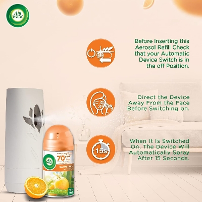Picture of Air Wick Freshmatic Essential Oil Automatic Spray Citrus Zest 250ml (Free Refill & Battery)